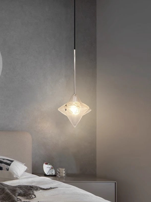 Art Deco Star Pendant Light - Frosted Glass Pendant with Geometric Style - Astris Elara | Esilora