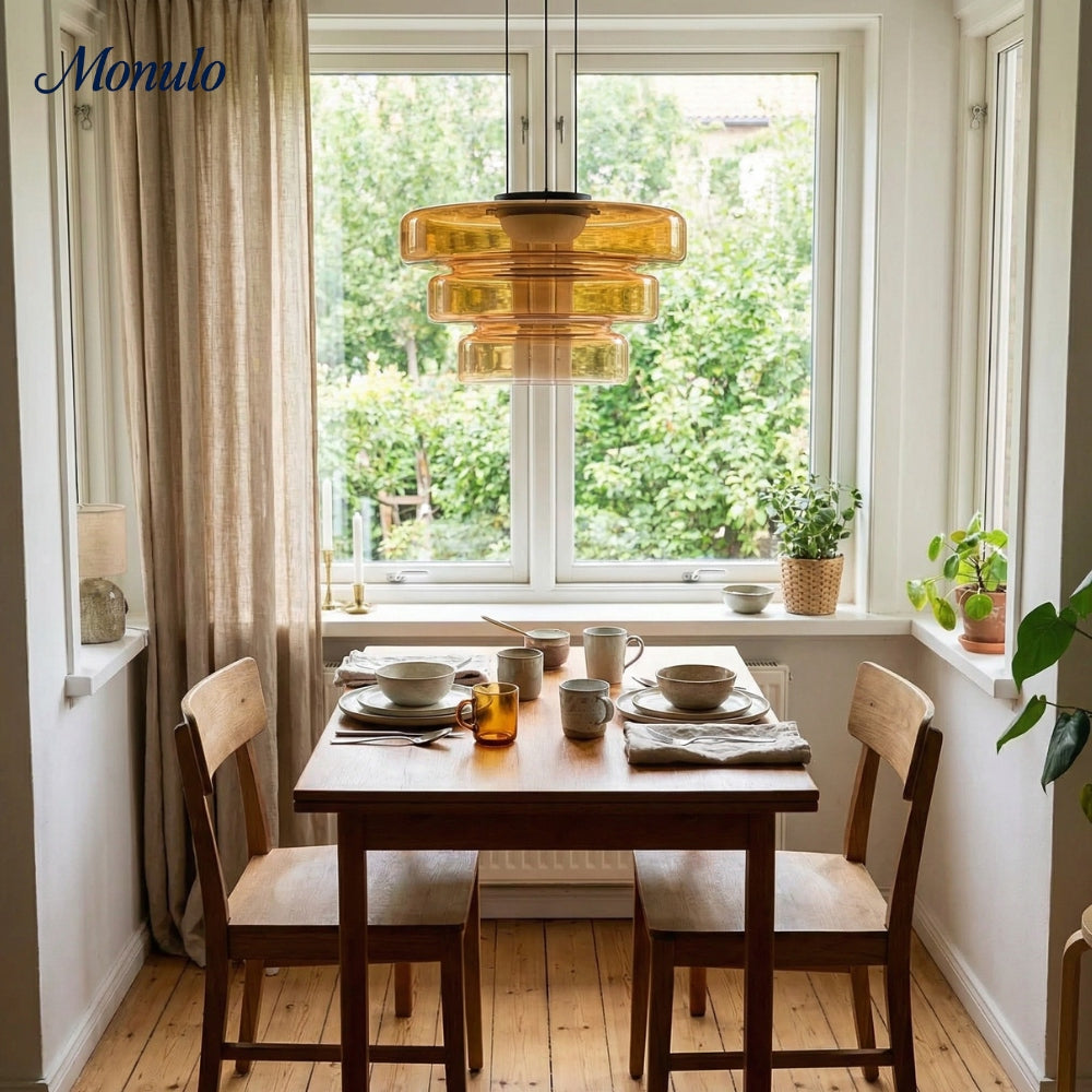 Verdoma Stacked Disc Form Glass Pendant Light Contemporary Nordic Lighting for Kitchens | Esilora