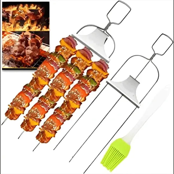 Nerezová jehla na BBQ | Dvouzubé provedení | Posuvná škrabka pro snadné čištění | SpießPro – Esilora
