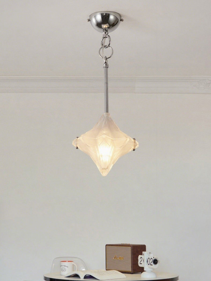 Art Deco Star Pendant Light - Frosted Glass Pendant with Geometric Style - Astris Elara | Esilora