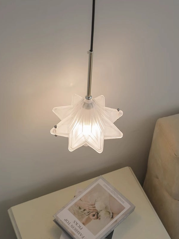 Art Deco Star Pendant Light - Frosted Glass Pendant with Geometric Style - Astris Elara | Esilora