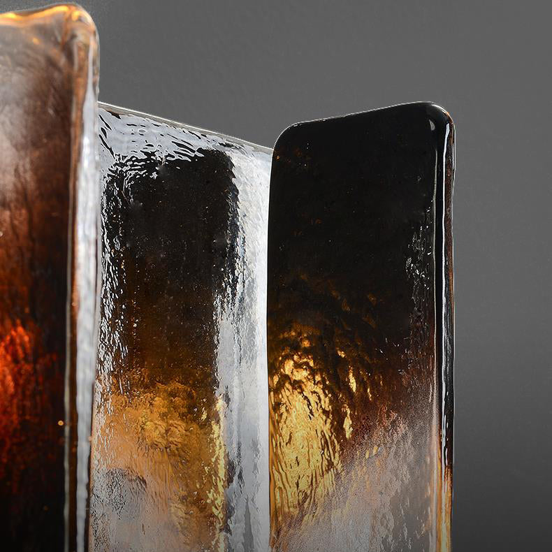 Modern Luxury Rectangle Copper Glass 1-Light Wall Sconce Lamp For Living Room | Esilora