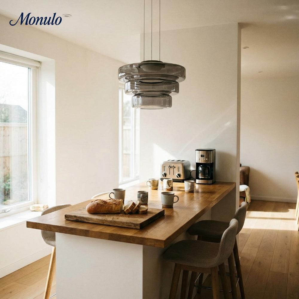 Verdoma Stacked Disc Form Glass Pendant Light Contemporary Nordic Lighting for Kitchens | Esilora