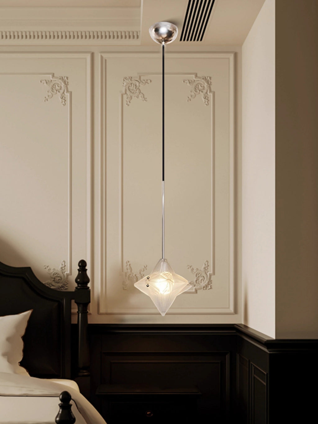 Art Deco Star Pendant Light - Frosted Glass Pendant with Geometric Style - Astris Elara | Esilora