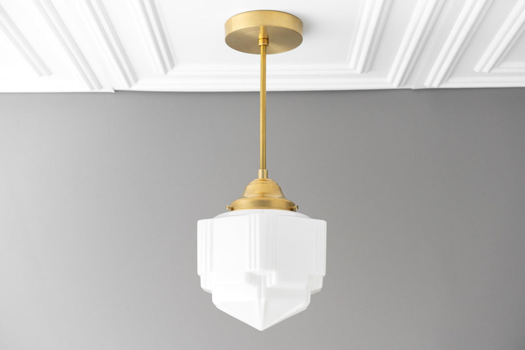 Geotower Glass Skyscraper Shade Art Deco Pendant Light – Vintage Ceiling Lamp for Dining Rooms, Kitchens and Offices | Esilora