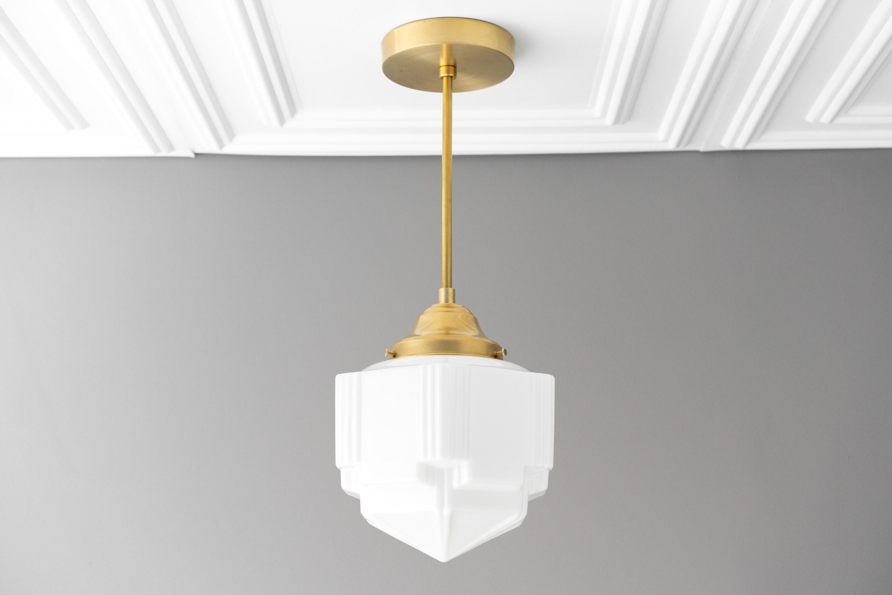 Geotower Glass Skyscraper Shade Art Deco Pendant Light – Vintage Ceiling Lamp for Dining Rooms, Kitchens and Offices | Esilora