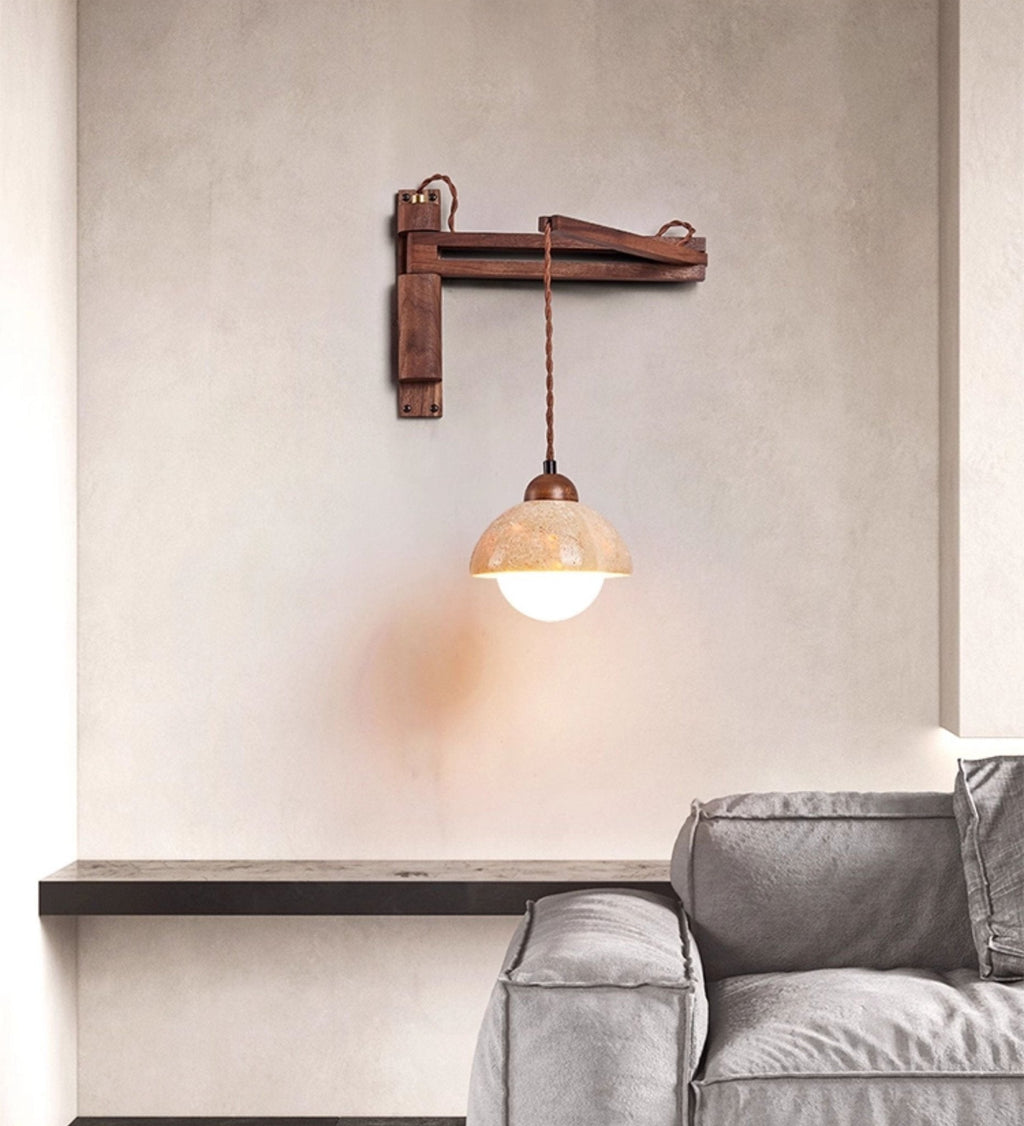 Adjustable Travertine Dome Wall Sconce | Esilora