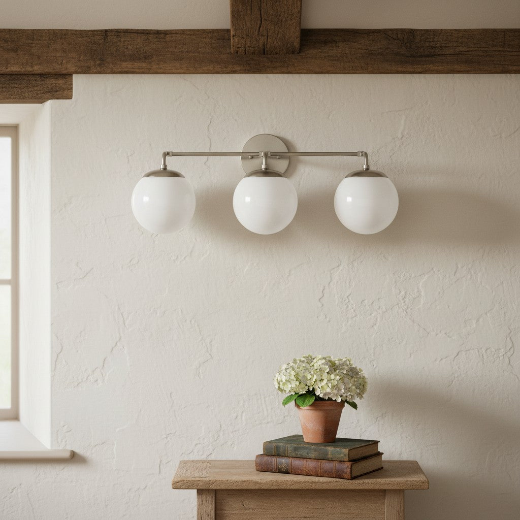 مصباح Glorica Glass الشريطي LED القابل لتعتيم الإضاءة للمرآة – وحدة إضاءة حمّام كروية بسيطة | Esilora
