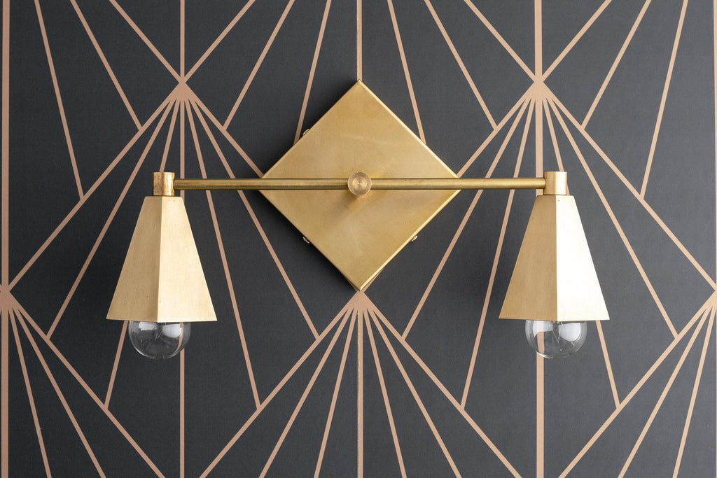Ornato Luxe Geometric Vanity Light - Solid Brass Art Deco Bathroom Lighting | Esilora