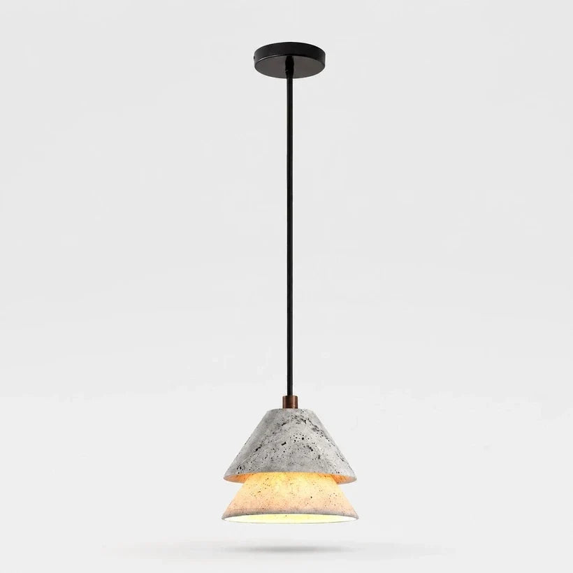 Grey Stone Pendant Light with Paper Diffuser | Esilora