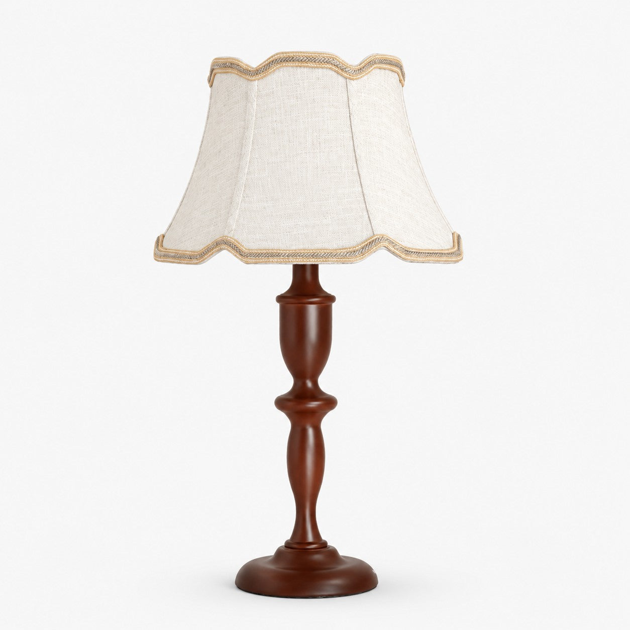 Vintage Fabric Table Lamp with Scalloped Shade | Esilora