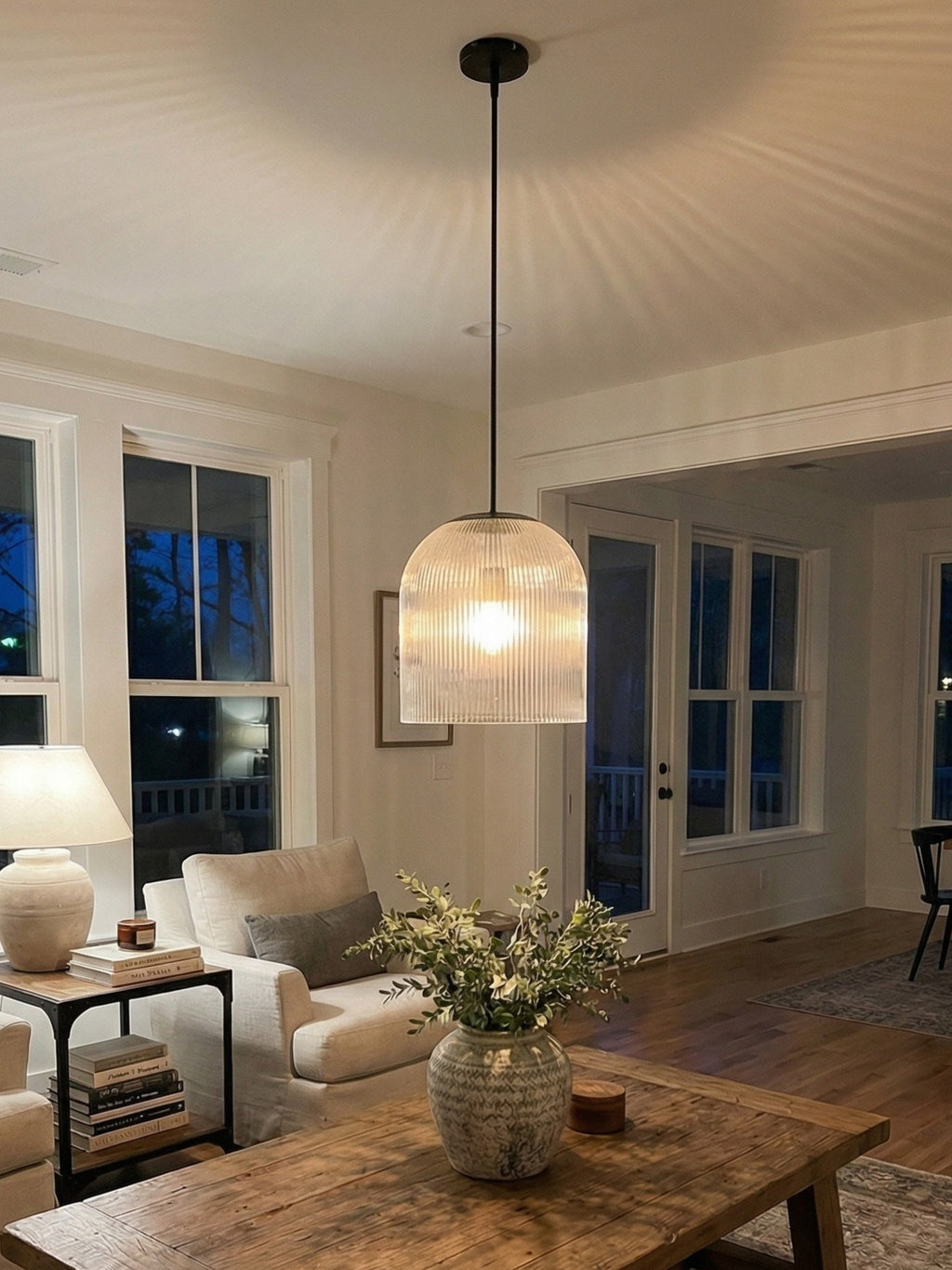 Bravira Ribbed Glass Pendant Light – Brass And Glass Pendant Light With Farmhouse Pendant Light Flair | Esilora
