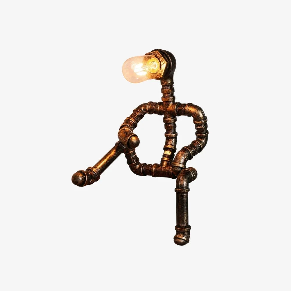 Vintage Industrial Pipe Character Table Lamp for Bedside Desk and Living Room Accent Decor | Esilora