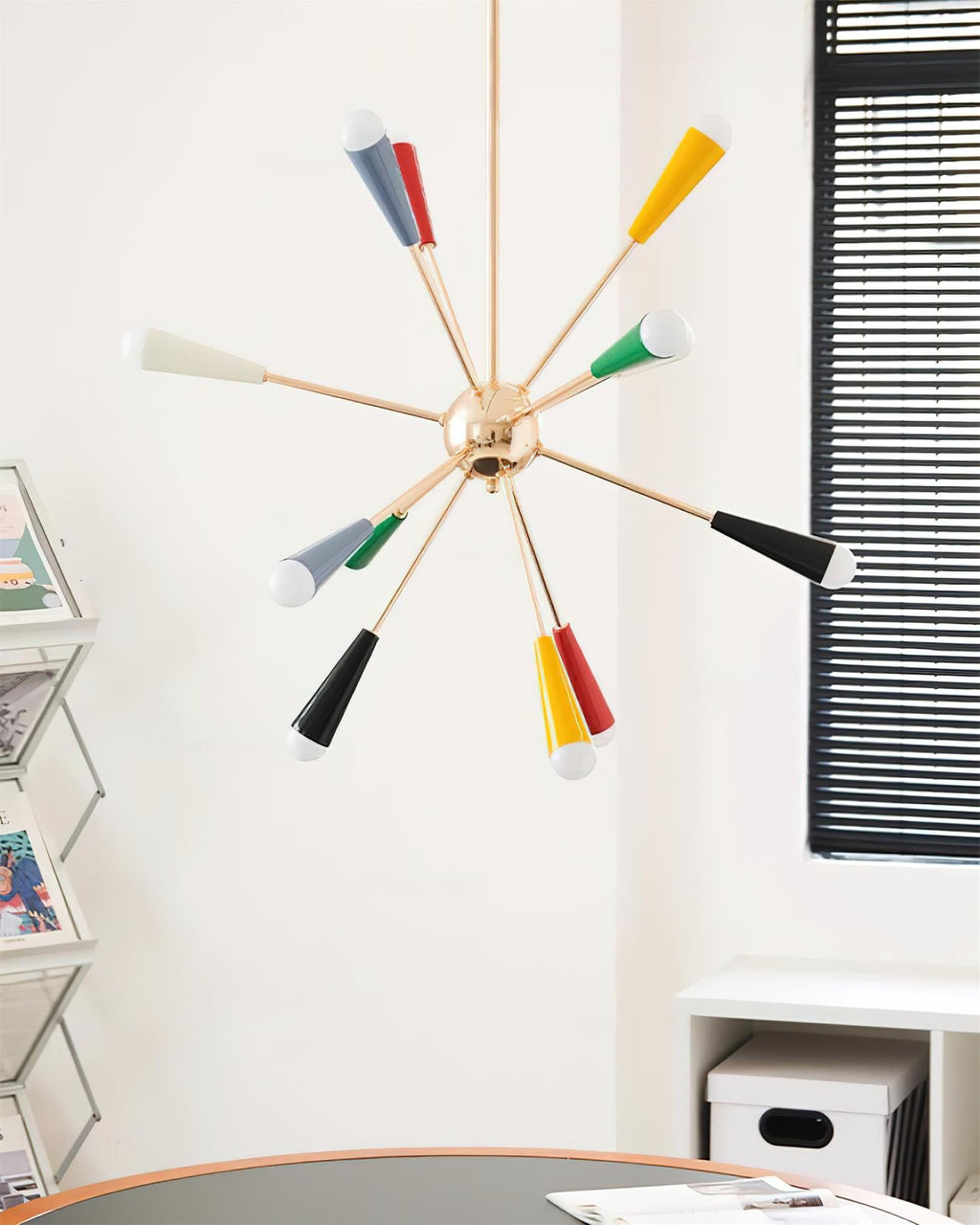 Ivoran Fireworks Chandelier - Gold Metal Sputnik Cone Shade Mid Century Light for Dining Room | Esilora