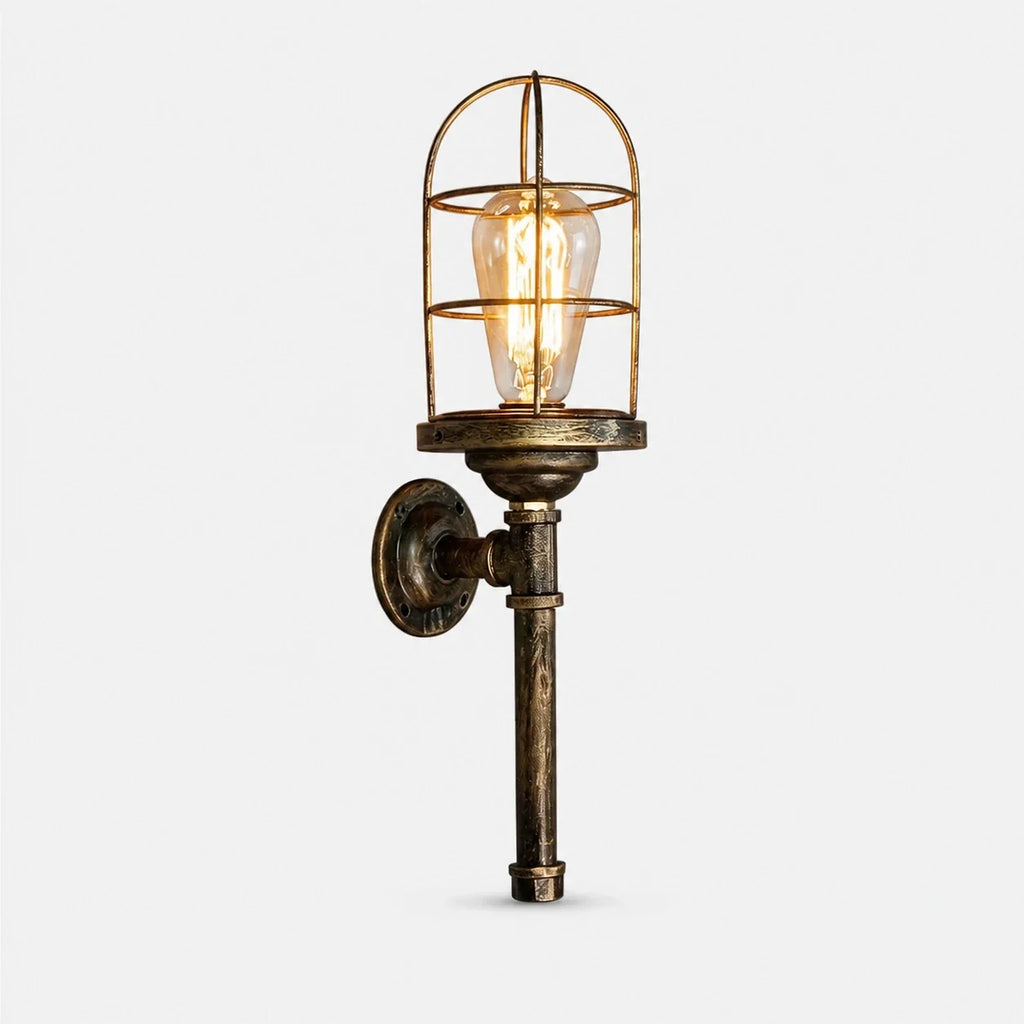 Industrial Cage Wall Sconce Light, Vintage Metal Wall Fixture for Hallways, Vanity, Bar and Bedroom | Esilora