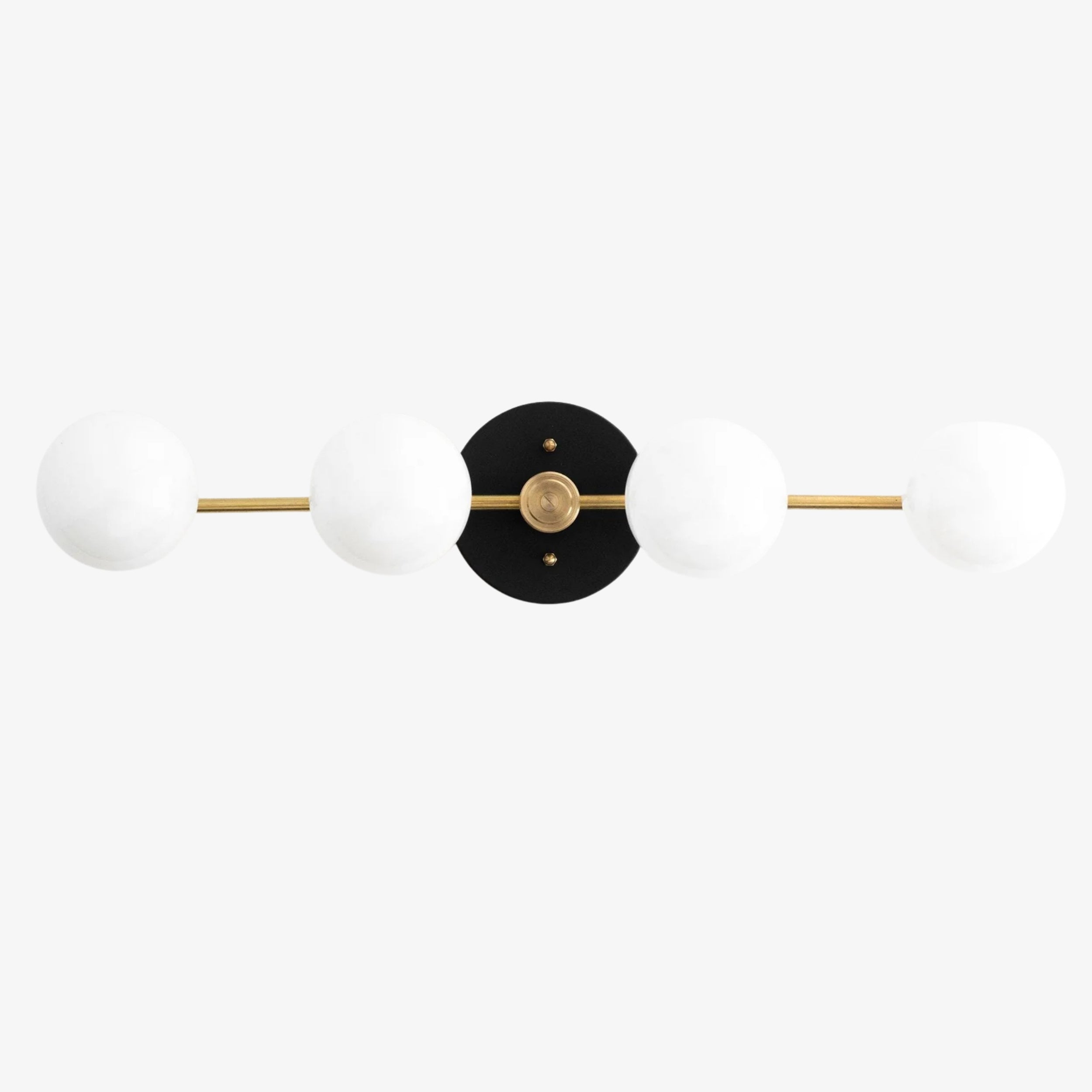 Lampada da parete Glorica Glass in metallo minimalista con barra e globo per toeletta — Lampada a globo da parete per spogliatoio e bagno | Esilora