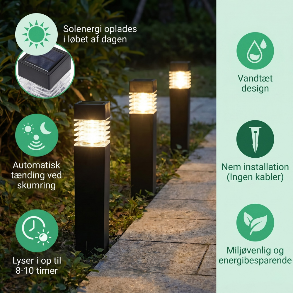 Lampada solare da giardino per sentieri – Lanterna luminosa da esterno - Esilora