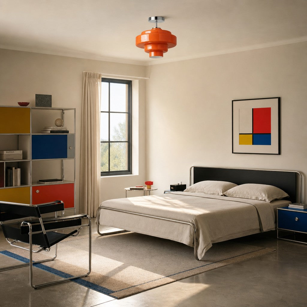 Plafonnier semi-encastré Koloro - Abat-jour rond en verre superposé, style rétro moderne, pour couloir et vestiaire | Esilora