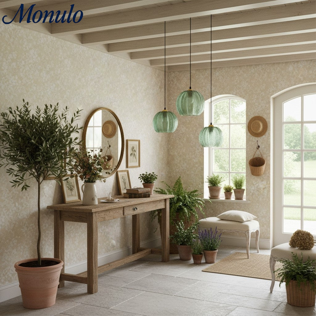 Verdoma Tropical Boho Decorative Glass Pendant Light for Entryway or Hallway | Esilora