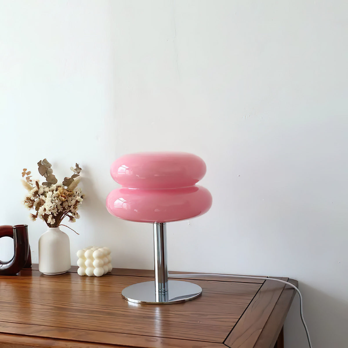 Retro Glass Table Lamp — Double-Walled Ring Motif