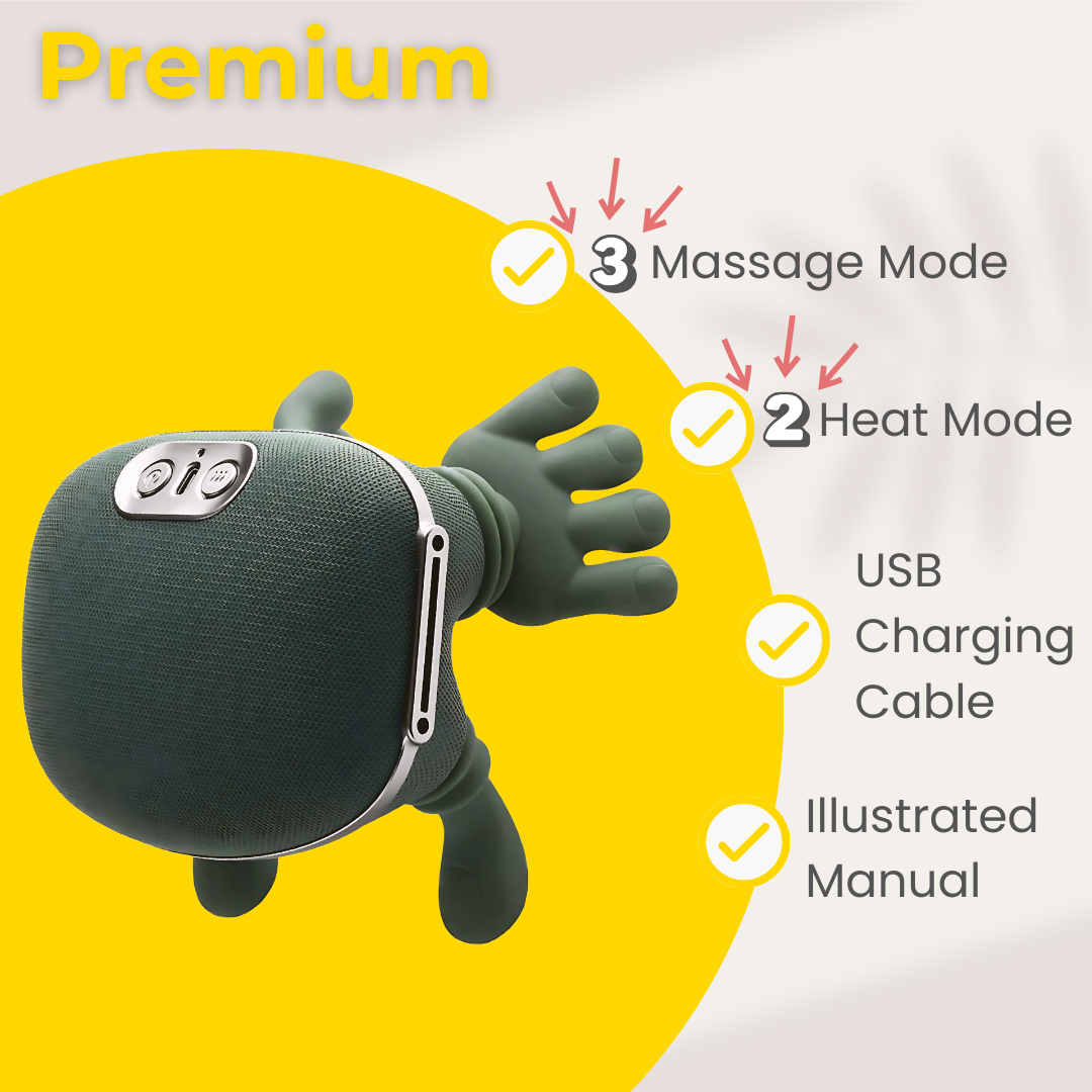 Hordozható kézmasszírozó melegítőfunkcióval – USB-ről tölthető, rugalmas kialakítás – Esilora