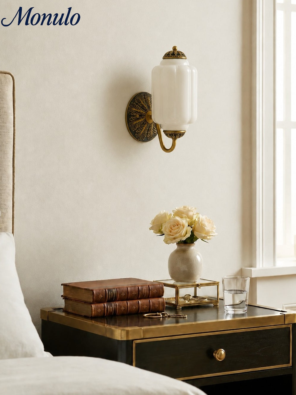 Vintage Milk Glass Sconce Bedside Hallway Eloise Wall Sconce | Esilora