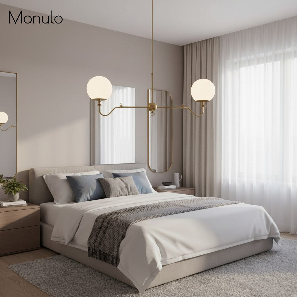 Lampadario Glorica in vetro con bracci curvi e globi – Lampada moderna per camera da letto | Esilora