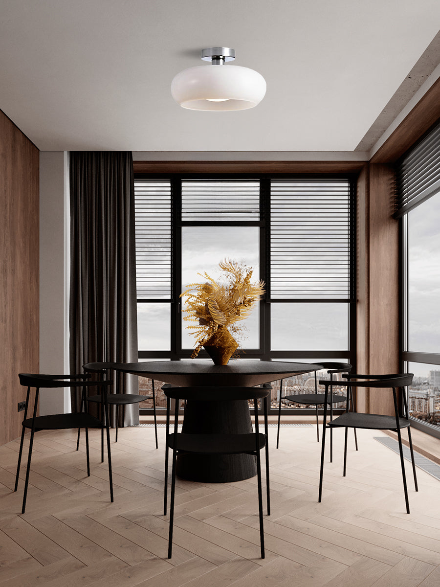 Retro Brass Bauhaus Glass Disc Ceiling Lamp | Esilora