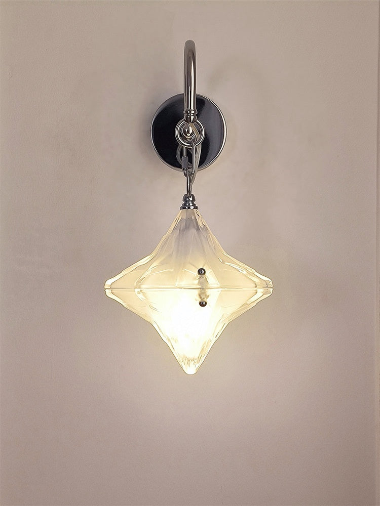 Art Deco Star Wall Sconce - Frosted Glass Light for Hallway - Astris Selene | Esilora