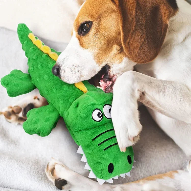 SqueakyPlush Crocodile Dog Toy — Soft Squeaker Chew Toy