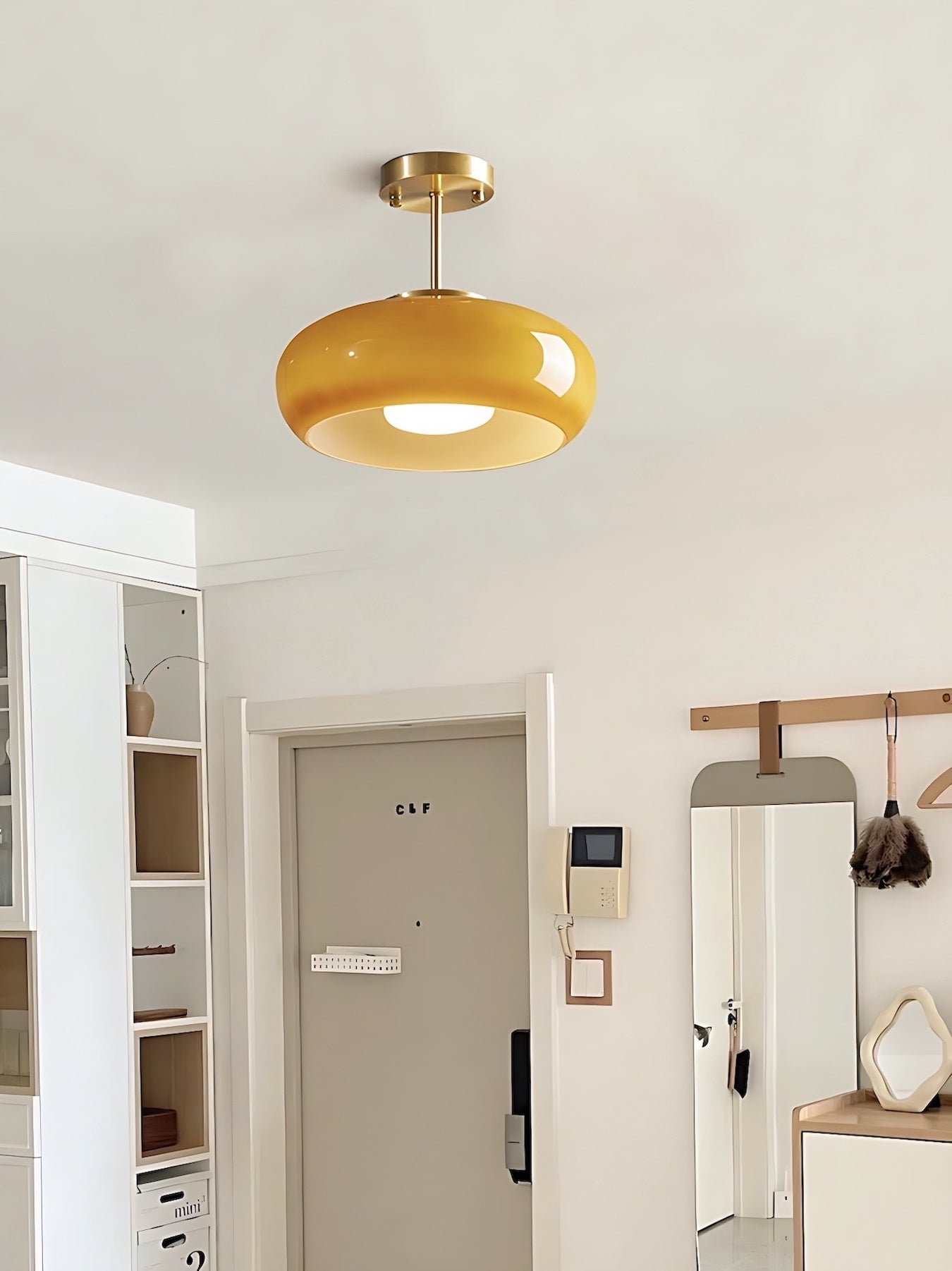 Retro Brass Bauhaus Glass Disc Ceiling Lamp | Esilora