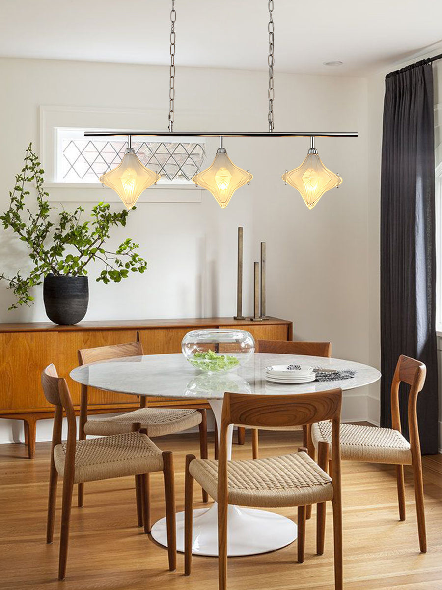 Art Deco Star Linear Pendant Light - Elegant Lighting for Kitchen Island  - Astris Cassiopeia | Esilora