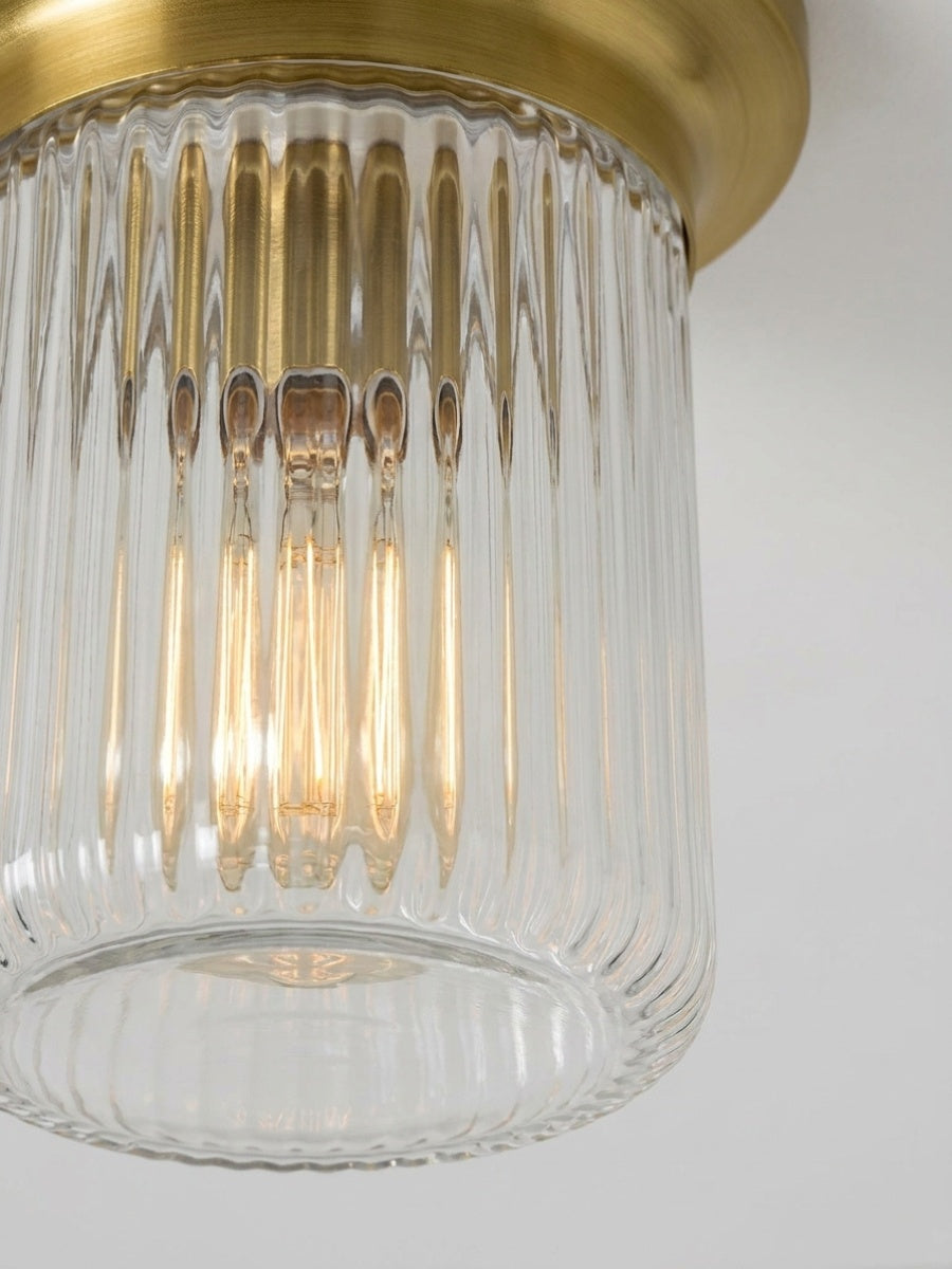 Rivora Textured Ribbed Glass Flush Ceiling Light — Elegant Low-Profile Fixture for Entryways | Esilora
