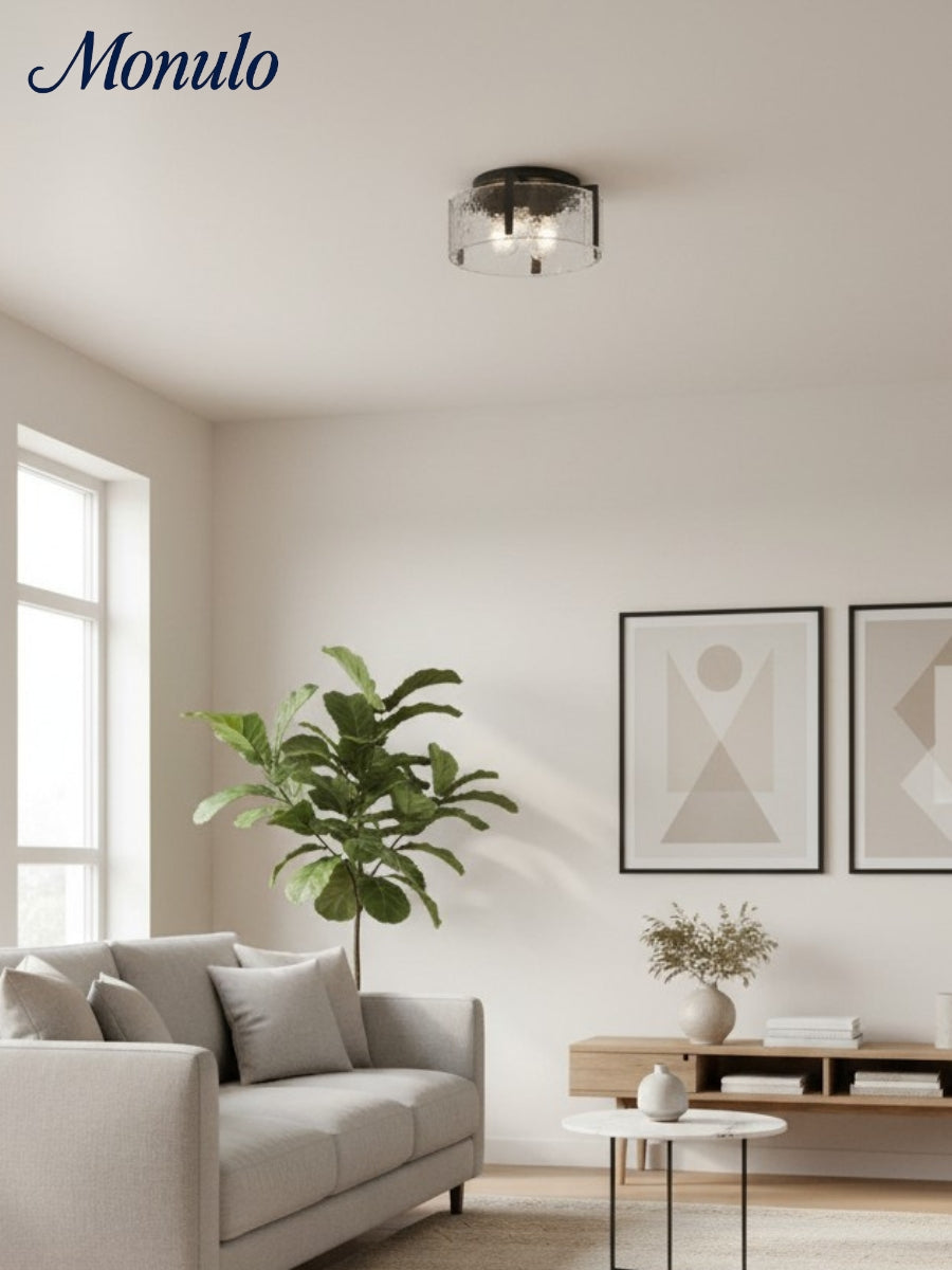 Plafonnier moderne rétro Kalvora avec abat-jour sculptural - Idéal pour chambre ou salon | Esilora