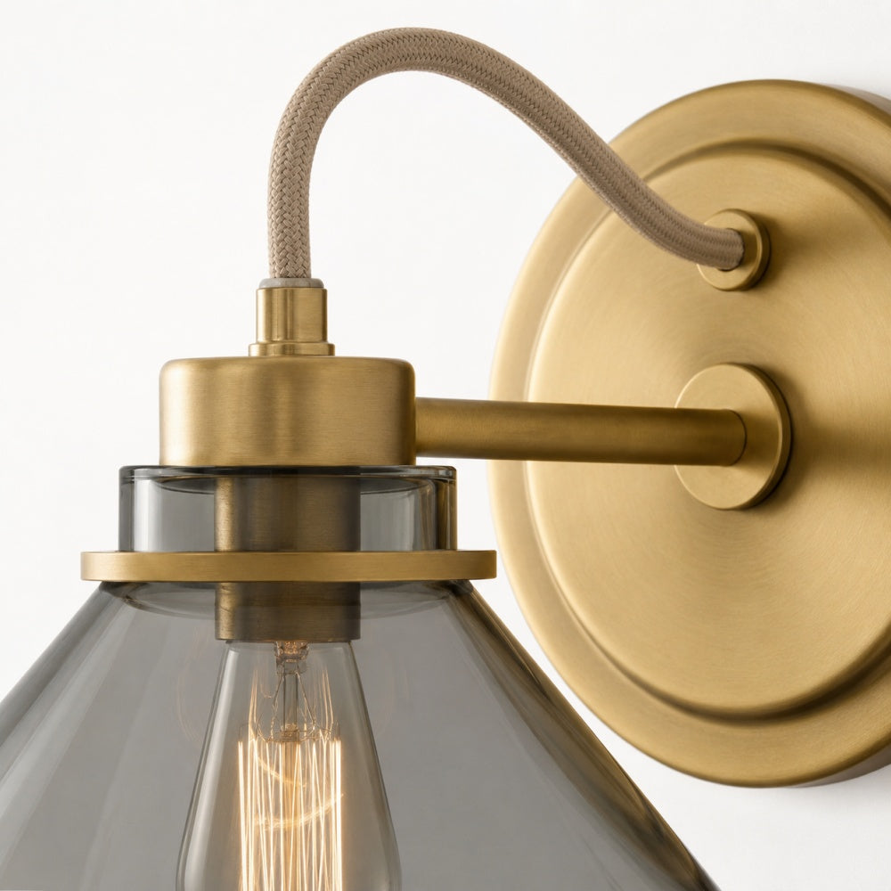 Aurenza Curved Arm Globe Wall Sconce – Modern Industrial Wall Lamp for Bathroom, Bedroom, and Hallway | Esilora