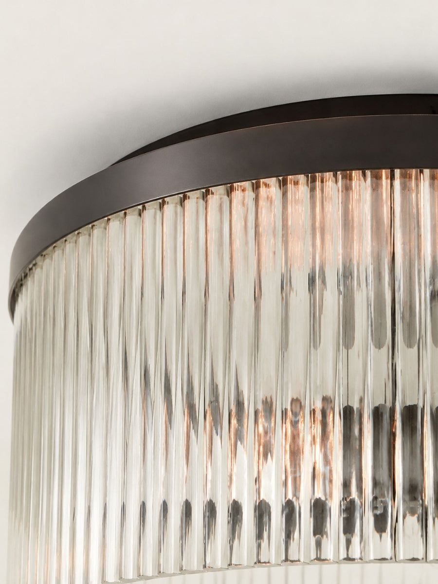 Bravira Elegant Ribbed Glass Flush-Mount Ceiling Light – Modern Low-Profile Fixture for Bedroom | Esilora