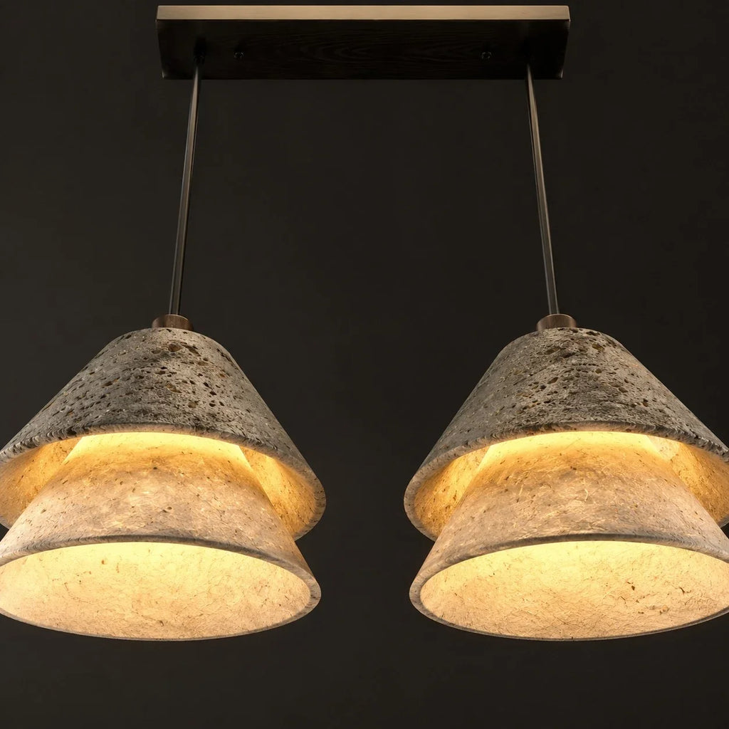 Grey Stone Pendant Light with Paper Diffuser | Esilora