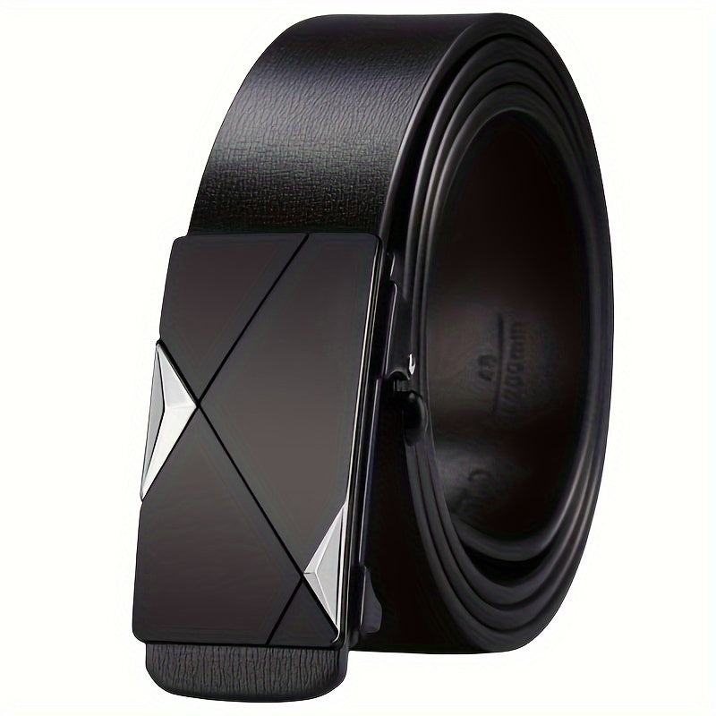 AeroForge Men's Genuine Leather Belt With Automatic Buckle Classic Adjustable Cowhide