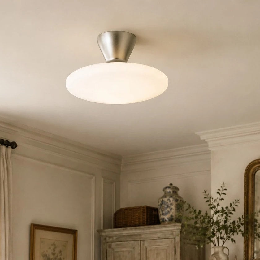 Konos White Glass Flush Mount Ceiling Light | Esilora