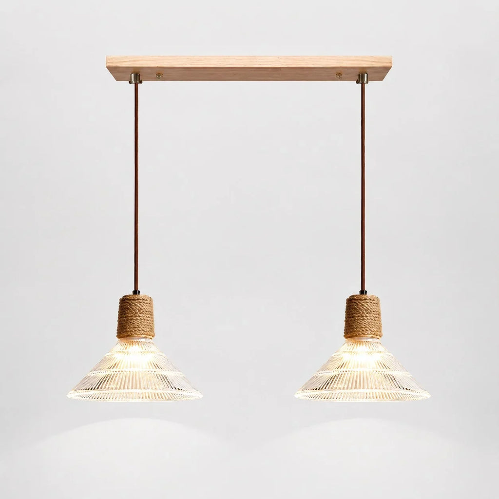 Rustic Woven Rope Glass Pendant Light Collection | Esilora