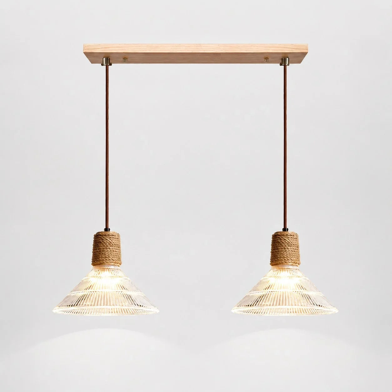 Rustic Woven Rope Glass Pendant Light Collection | Esilora
