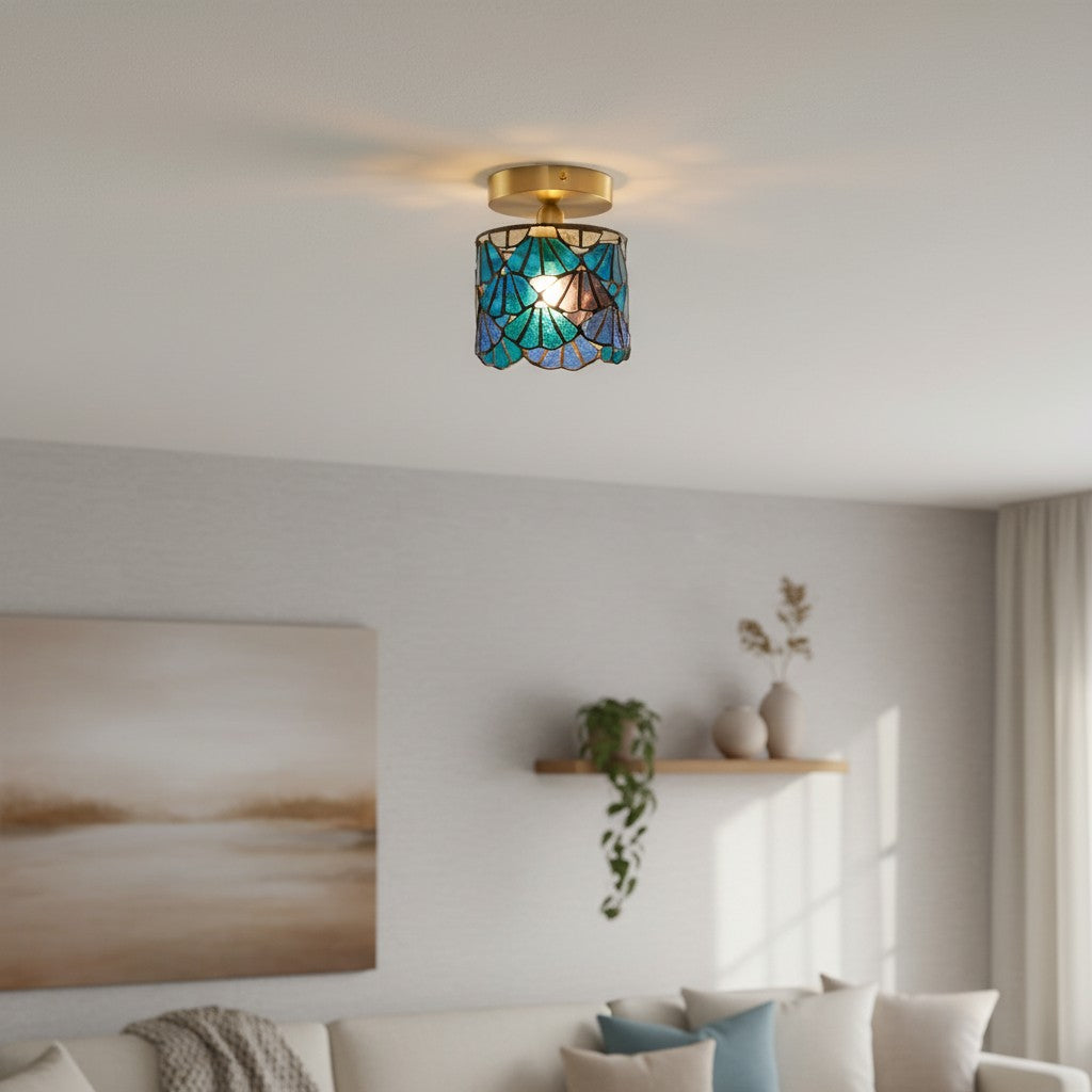 Vintagia Stained Glass Mosaic Ceiling Lamp - Vintage Inspired Light for Interiors | Esilora
