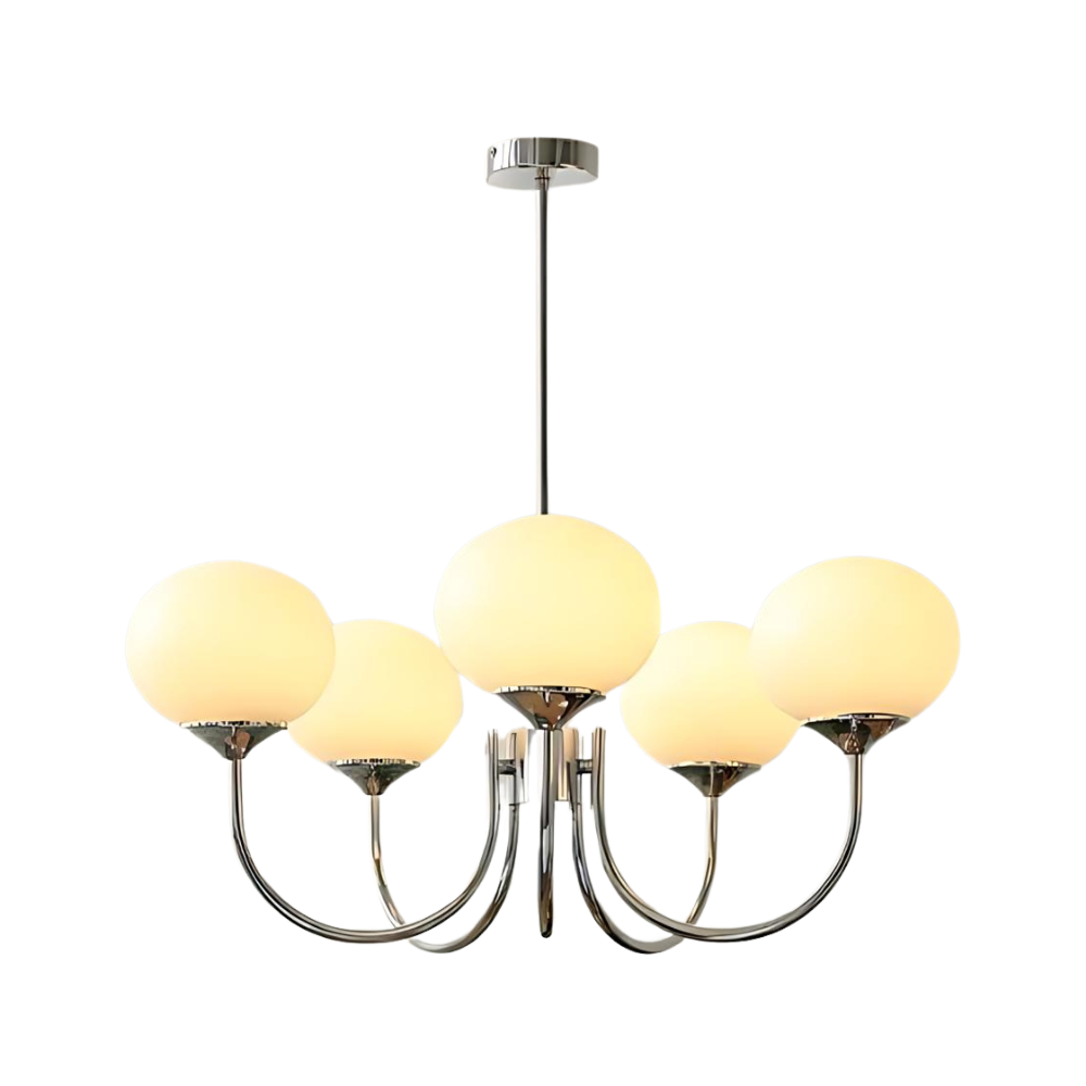 Javina Glass Cluster Chandelier - Iron Rounded Globe Modern Fixture for Dining Room and Living Rooms | Esilora