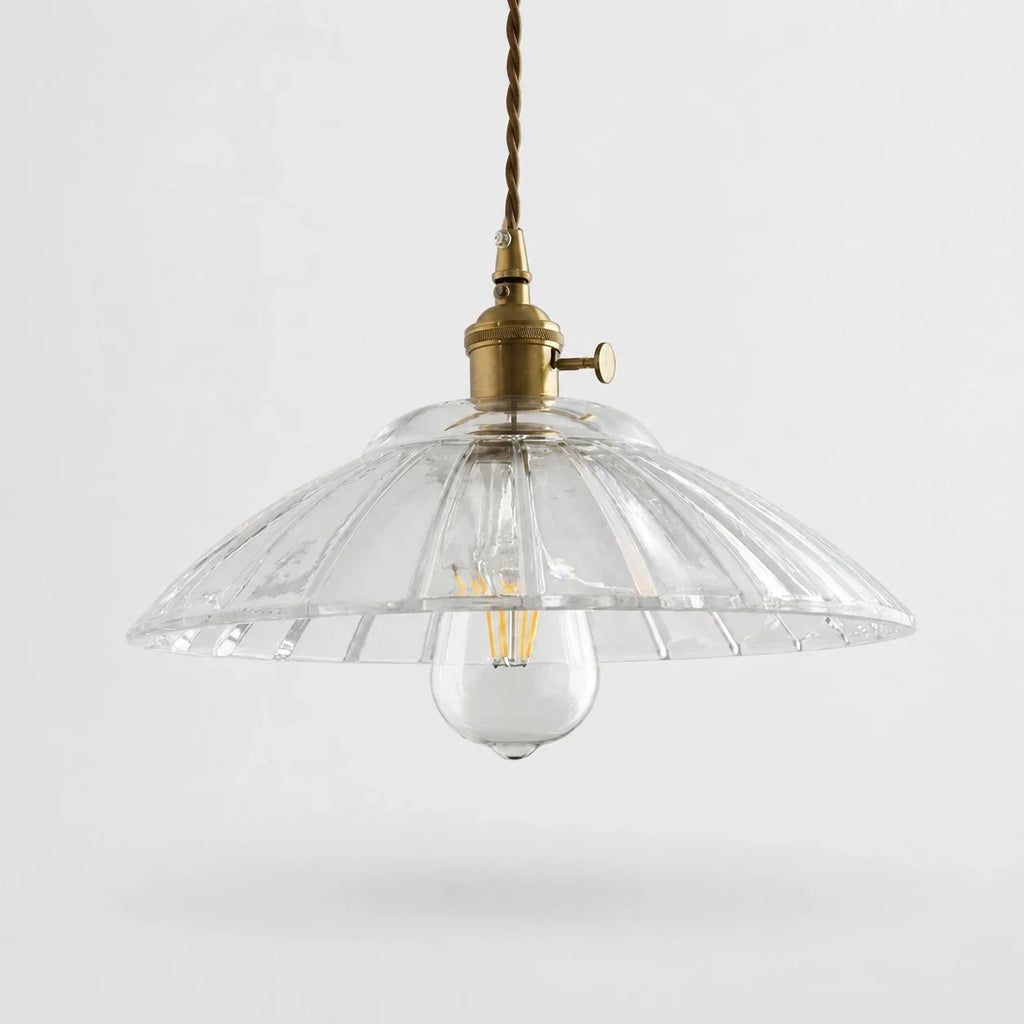 Japansk retro-pendel­lampe i messing og glas | Esilora