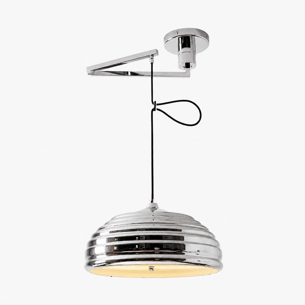 Industrielle Bauhaus-Pendelleuchte mit verstellbarem Arm in poliertem Chrom | Esilora