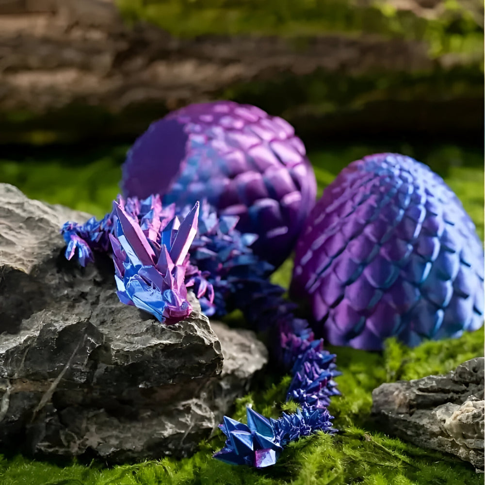 Set de sculpturi cu dragon și ou din cristal fațetat, în mai multe tonuri