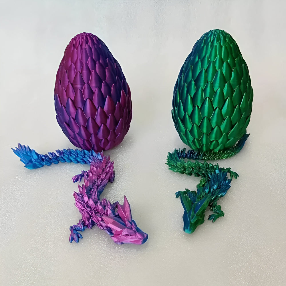 Set de sculpturi cu dragon și ou din cristal fațetat, în mai multe tonuri