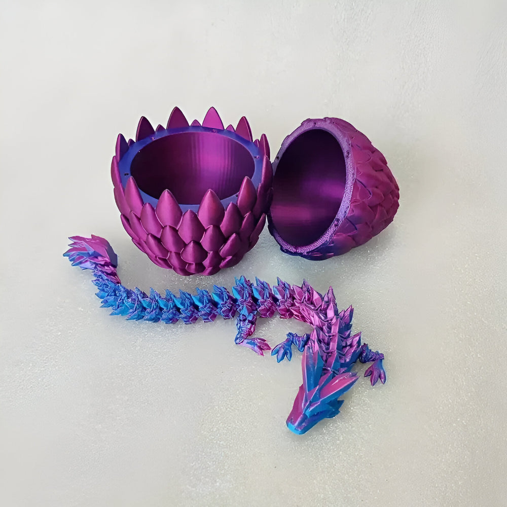 Set de sculpturi cu dragon și ou din cristal fațetat, în mai multe tonuri