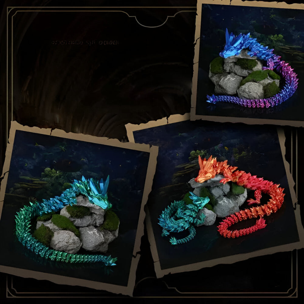 Set de sculpturi cu dragon și ou din cristal fațetat, în mai multe tonuri