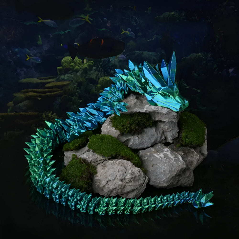 Set de sculpturi cu dragon și ou din cristal fațetat, în mai multe tonuri